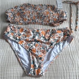 Cupshe NWT Floral Bikini Set with Orange and Green Accents